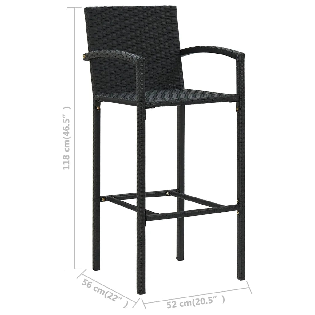Set Bar da Giardino 5 pz con Braccioli in Polyrattan Nero 3064808