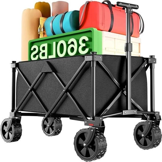 Carrello da campeggio pieghevole con freno 220 kg 150 l capacità per tutti i terreni - Per picnic all'aperto e trasporto in spiaggia