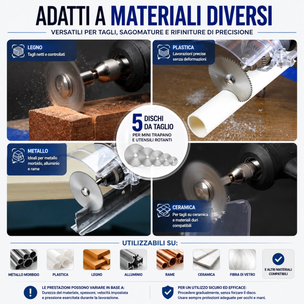 5 Dischi da Taglio HSS Diamantati 22-44 mm per Mini Trapano 47362
