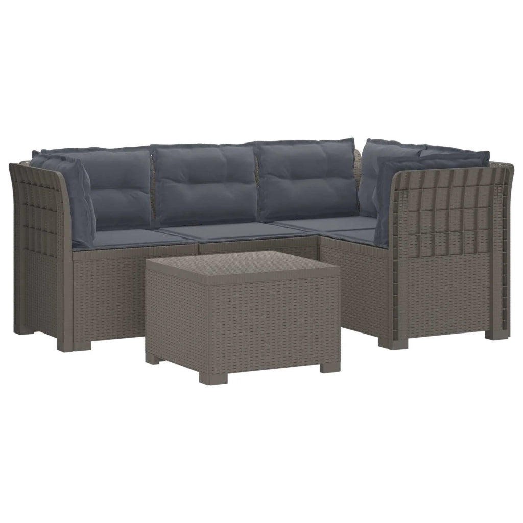 Divano da giardino 4 posti con cuscini aspetto rattan PP 3444029
