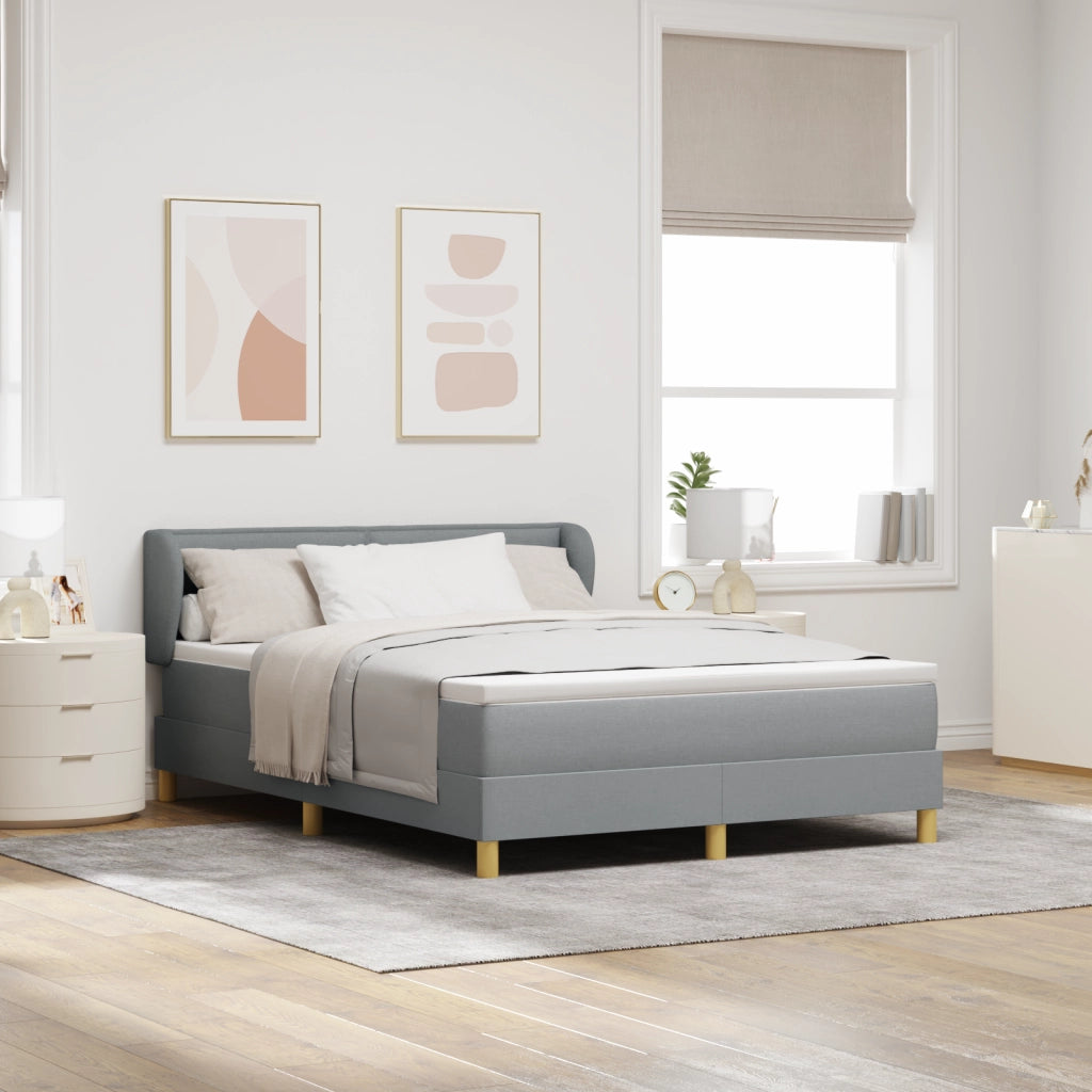 Letto Box Spring con Materasso Grigio Chiaro 140x200 cm Tessuto