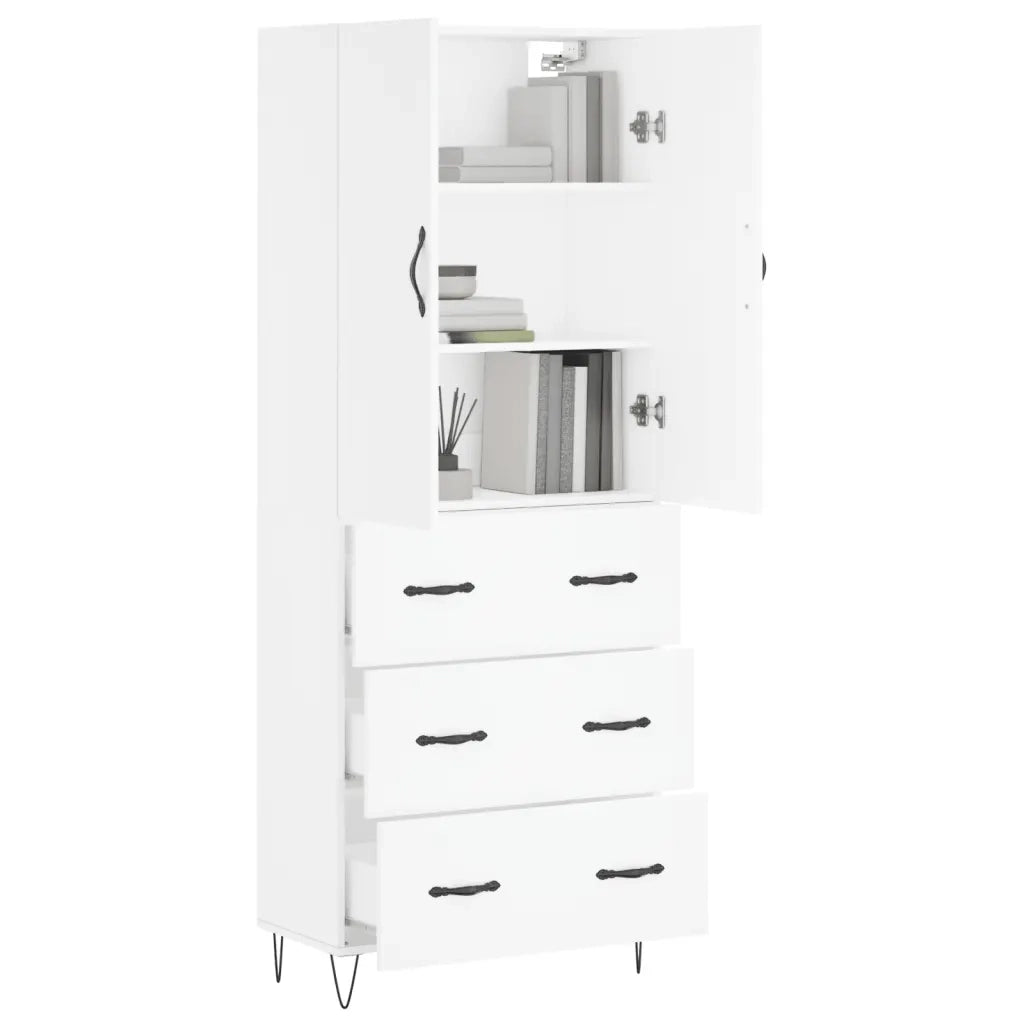 Credenza | Madia | Buffet da pranzo | Armadio da pranzo Bianca 69,5x34x180 cm in Legno Multistrato