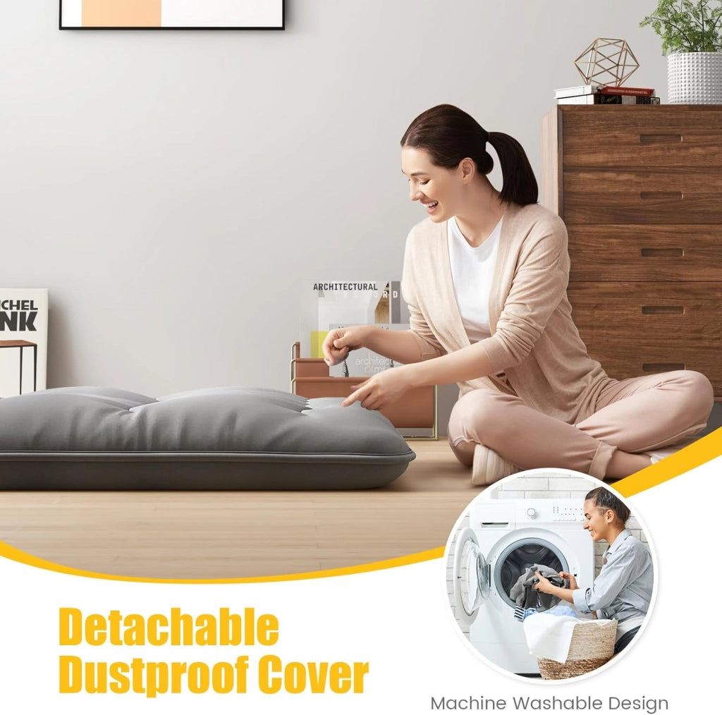Materasso da pavimento 140 x 200 cm, Futon giapponese pieghevole, con borsa per il trasporto e fodera rimovibile, per camera degli ospiti, camera da letto