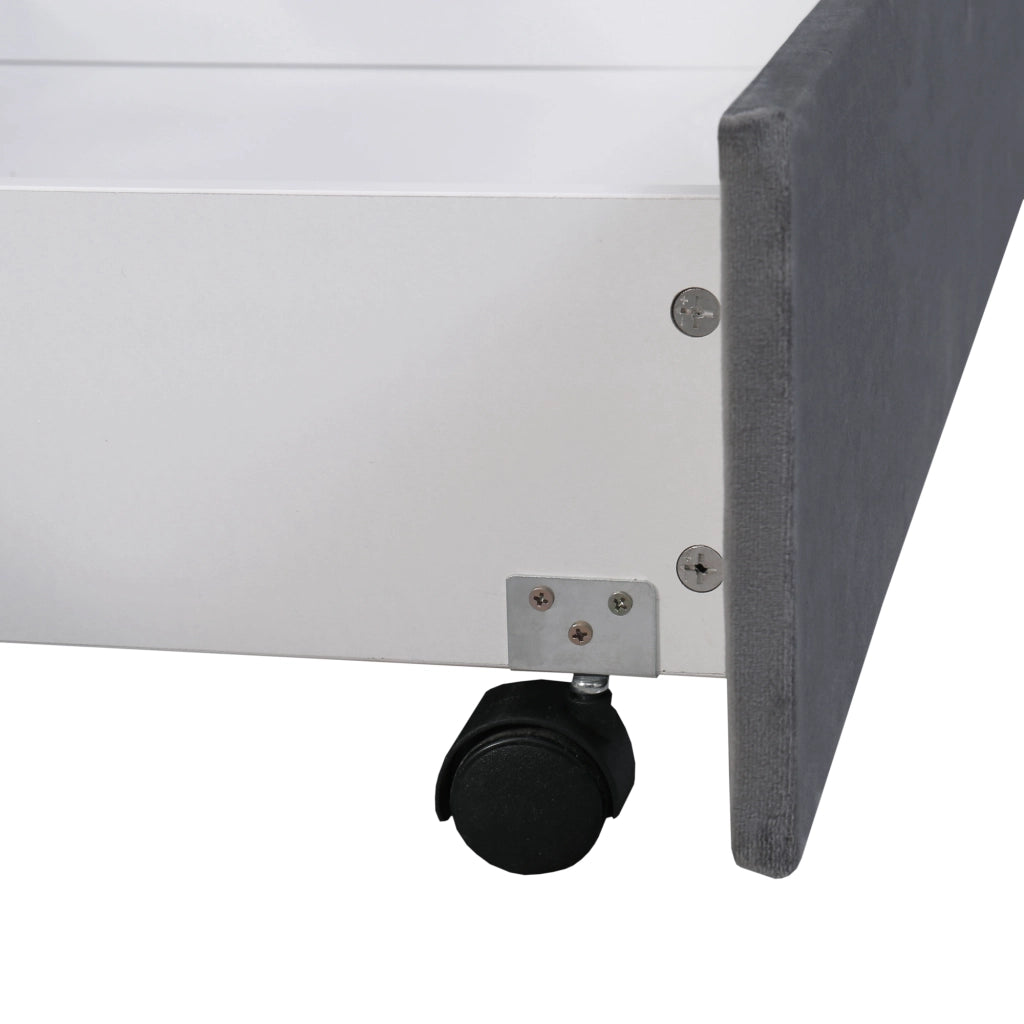 Letto con Cassetti 160 x 200 cm; 2 Cassetti in Velluto Grigio