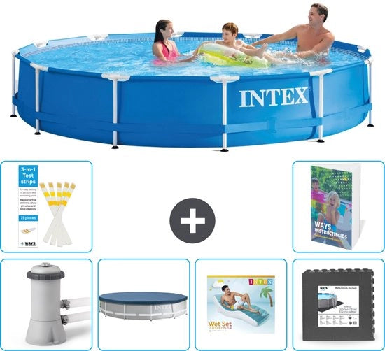Piscina Rondale Inflabile - 366 x 76 cm - Blu - Inclusa Pomp Copertura - Divano - Paviamento - 7 pezzi