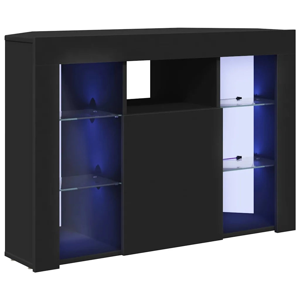 Mobile TV LED-Credenza per TV con LED-Console TV Angolare Nero 101 x 40 x 68 cm Legno multistrato