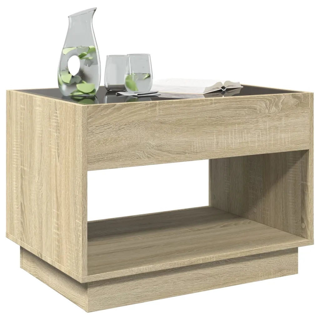 Tavolino da Salotto con LED Infinity Rovere Sonoma 70x50x50 cm