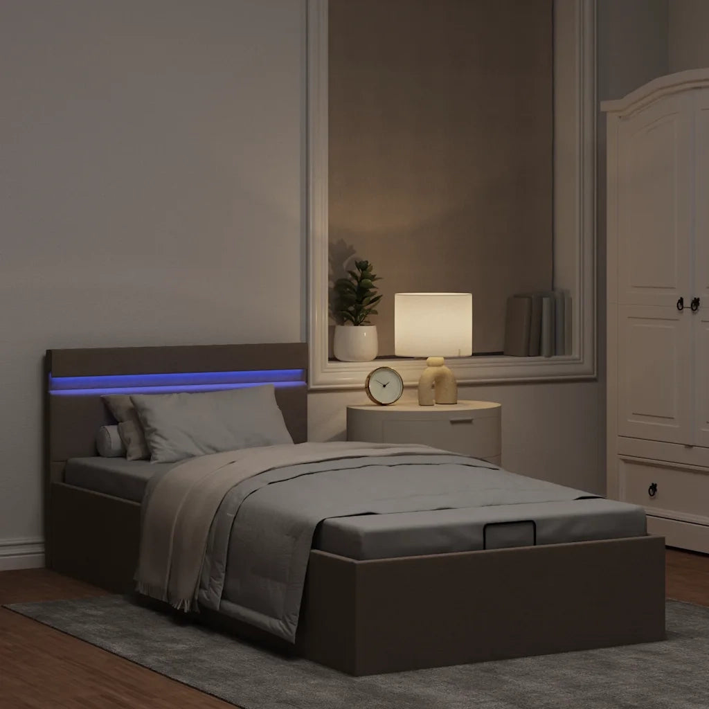 Letto Idraulico Contenitore LED Grigio Talpa Tessuto 90x200cm  cod mxl 62224