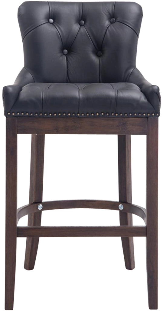 Sgabello Lakewood vera pelle antico-scuro nero