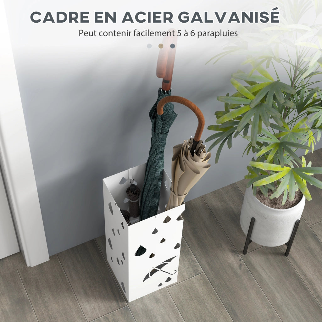 Portaombrelli in acciaio con vassoio raccolta acqua ¨C Minimal ¨C bianco