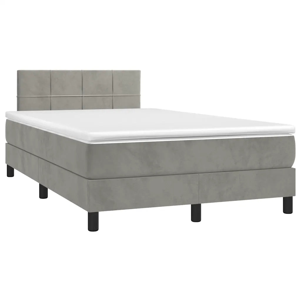 Letto a Molle con Materasso e LED Grigio Chiaro 120x190 cm Velluto 3270153