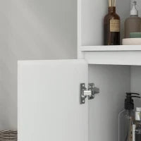 Mobiletto Bagno con 3 Ripiani Aperti e Armadietto a un'Anta con Mensola Regolabile, 53x30x80cm, Bianco