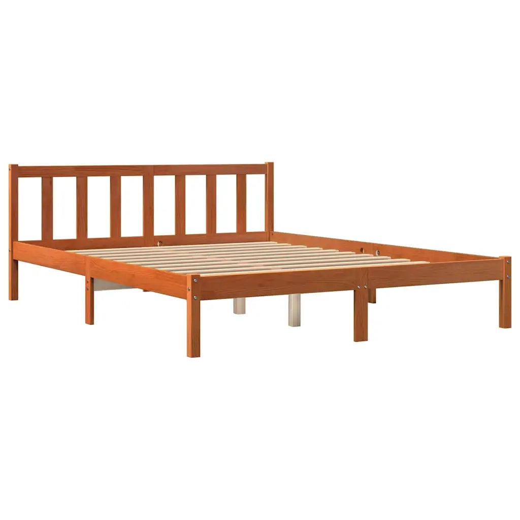 Giroletto senza Materasso-Struttura Letto Marrone Cera 160x200 cm Legno di Pino 136834