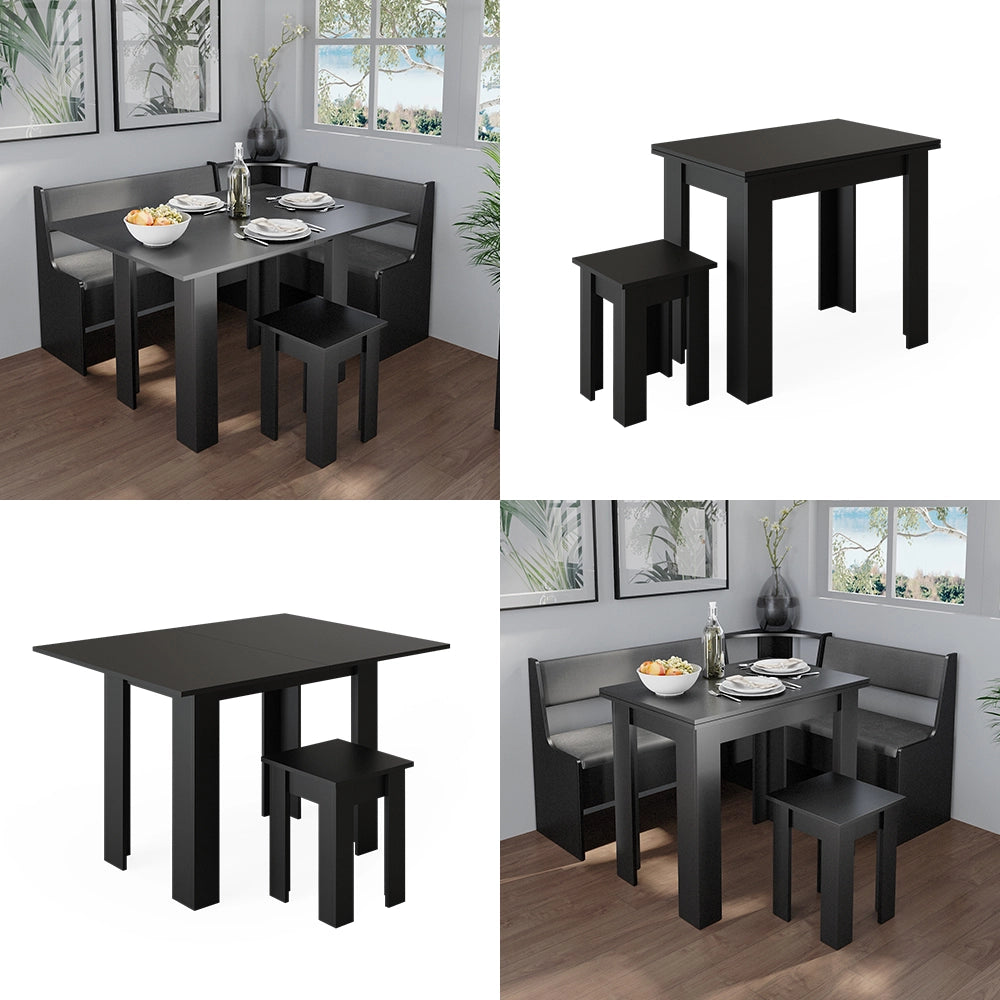 Vicco Tavolo da pranzo con sedia Nero 90 x 60 cm