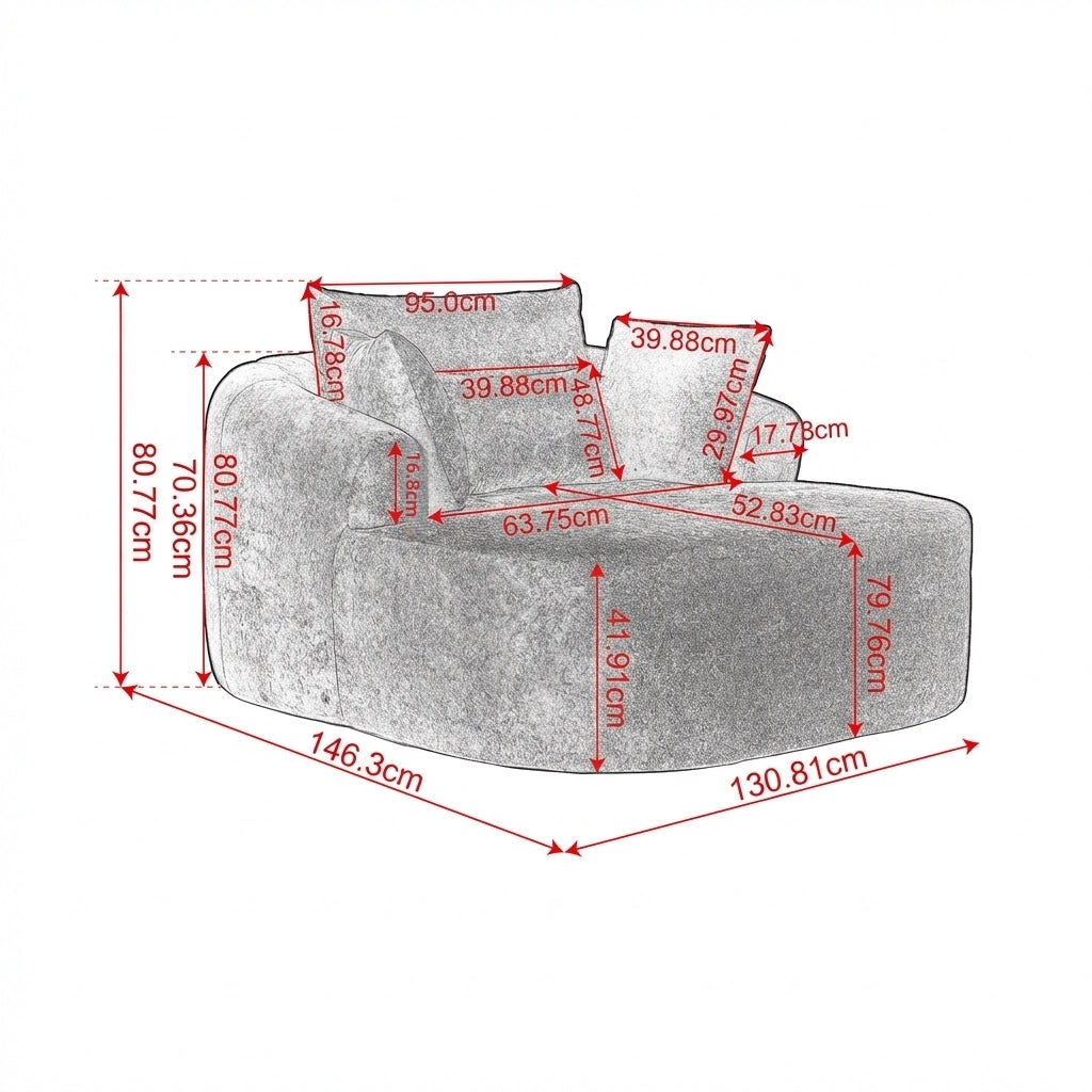 Divano chaise longue imbottito in velluto a coste con cuscino, letto estraibile per salotto, nero, senza montaggio