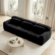 Divano modulare 3 posti 291x104x73 cm in tessuto peluche; nero; senza montaggio