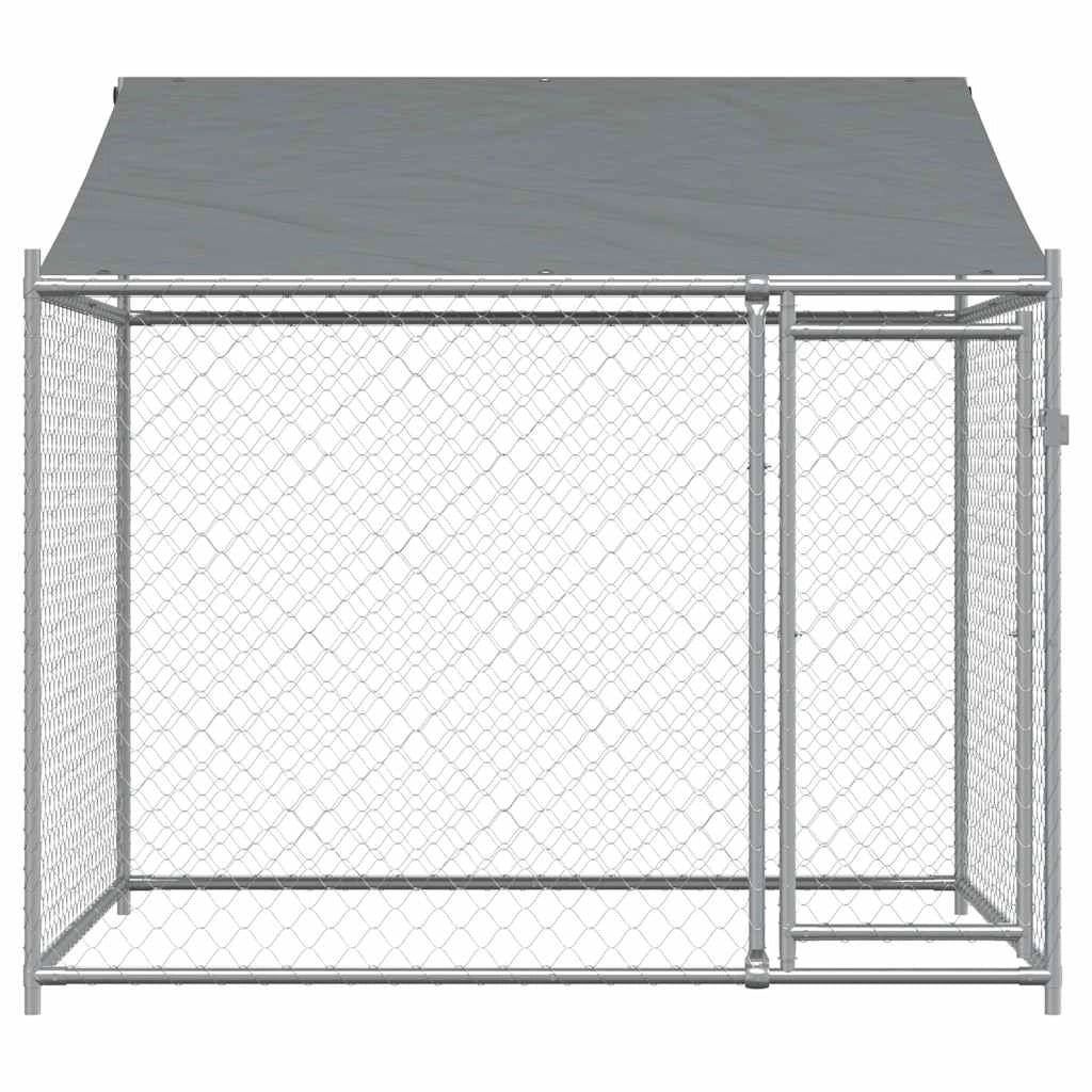 Gabbia per cani con tetto e porta 2 x 2 x 2 m acciaio zincato grigio 02_0041630