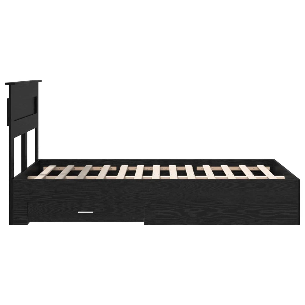 Struttura del letto Rovere Nero 135 x 190 cm Legno multistrato 3409996