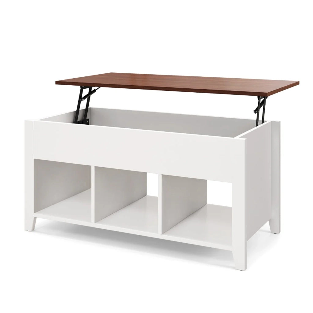 Tavolino con piano sollevabile 105 x 52 x 63 cm vano portaoggetti nascosto stile moderno truciolato bianco 20_0019512
