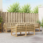 Set di divani da esterno 6 pz Bianco e Beige Poliestere 3386572