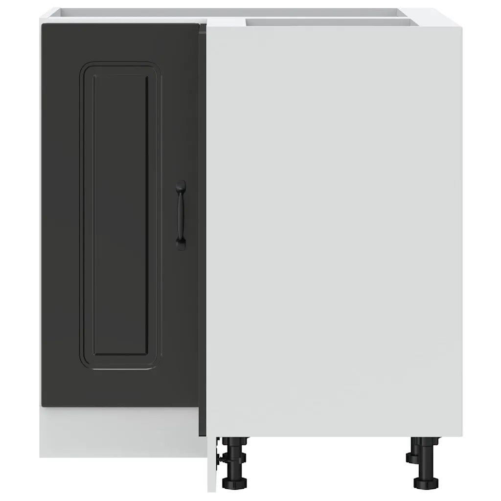 Mobile Base ad Angolo Cucina Kalmar Nero in Legno Multistrato