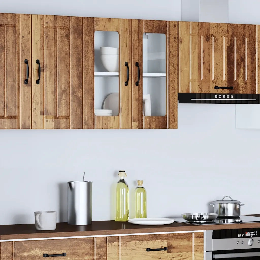 Pensile da Cucina con Porta in Vetro Lucca Legno Vecchio