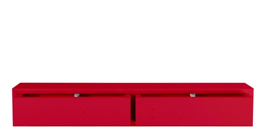 Mensola da Parete con 2 Cassetti 88,2x13,4x20 cm in Fibra di Legno Domino Rosso