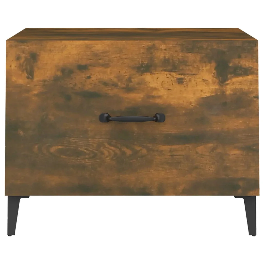 Tavolini da Salotto Gambe in Metallo 2pz Rovere Fumo 50x50x40cm 817538