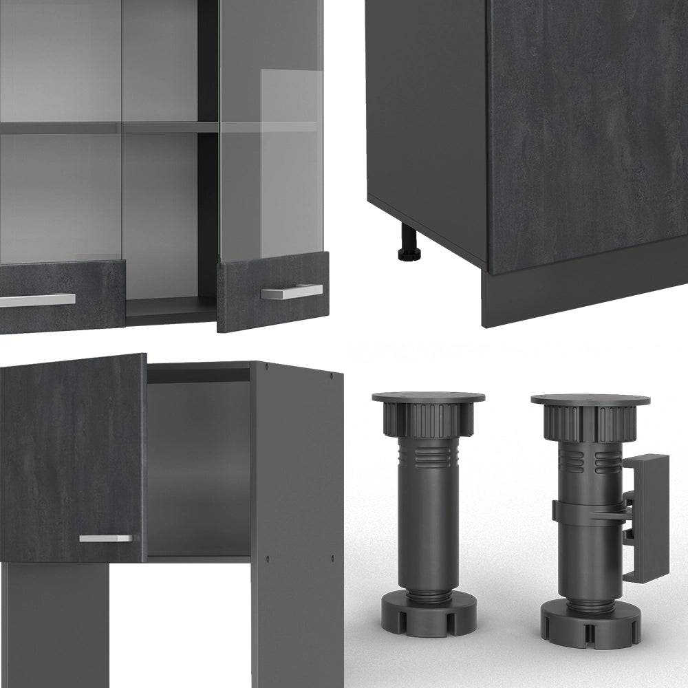 Cucina componibile R-Line Calce nera/Antracite 300 cm PL Marmo Vicco