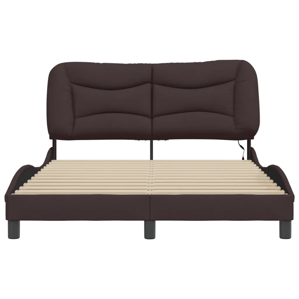 Giroletto con LED senza Materasso-Struttura Letto Hvar Marrone Scuro 140x190 cm