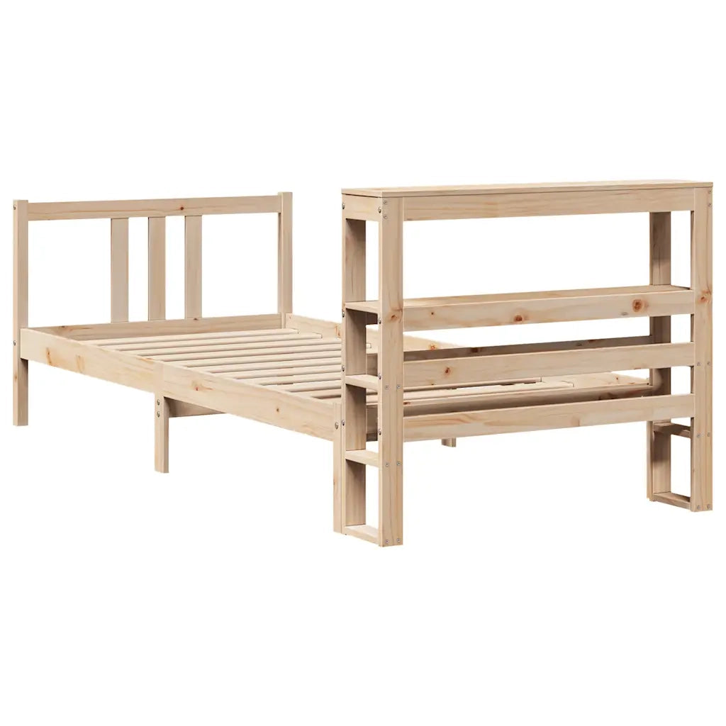 Letto singolo | Letto per adulti | Giroletto con Testiera 90x190 cm in Legno Massello di Pino