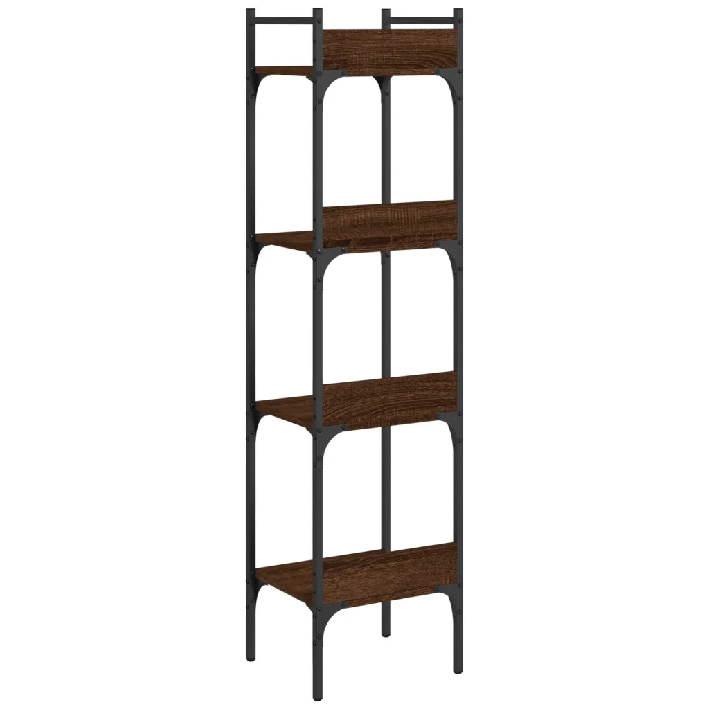 Libreria 4 Ripiani-Scaffale per Libri-Mobile di Stoccaggio Rovere Marrone 35x30x138,5 Legno Multistrato