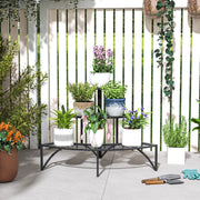 Portapiante angolare a 3 livelli in metallo nero, 87 x 60 x 60 cm, per interno ed esterno