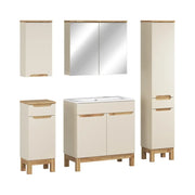 Set ERMANO cashmere 150cm: mobile sottolavabo + lavabo incassato + mobili sospesi e da appoggio + specchi