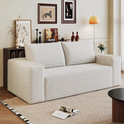 Divano modulare senza montaggio in velluto a coste bianco crema