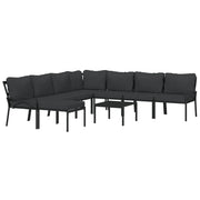 Set di mobili da giardino per esterni da 9 pezzi con cuscini grigio acciaio 02_0017978