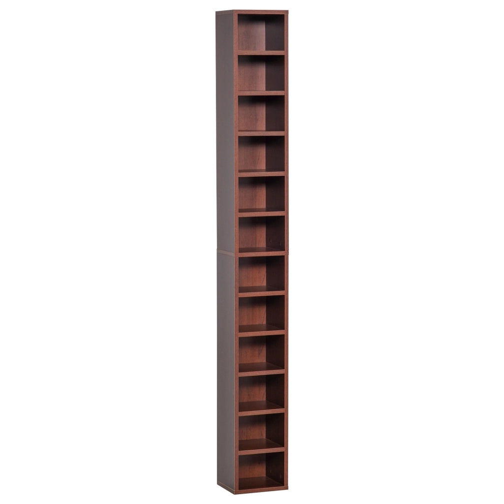 EasyComfort Scaffale Porta CD a 12 Ripiani per 204 CD, Libreria Porta CD, Videogames, Blu-ray in MDF e Truciolato, 21x20x175 cm, Marrone