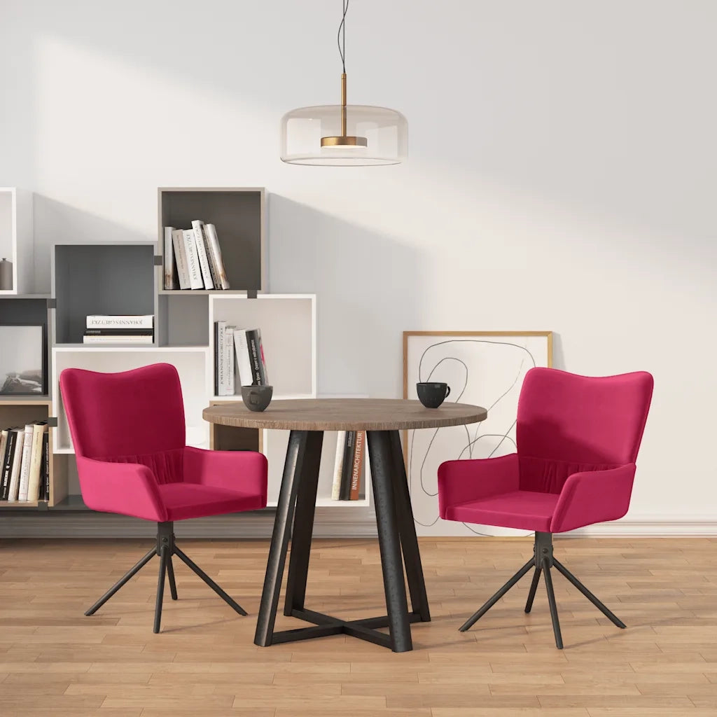 Sedie da Pranzo Girevoli 2 pz Rosso Vino in Velluto cod mxl 5541