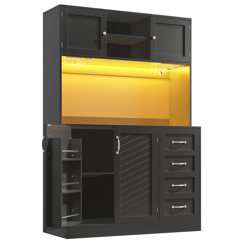 Mobile TV lato con illuminazione LED - Zephmum- 120x40x188cm, verde/nero/bianco