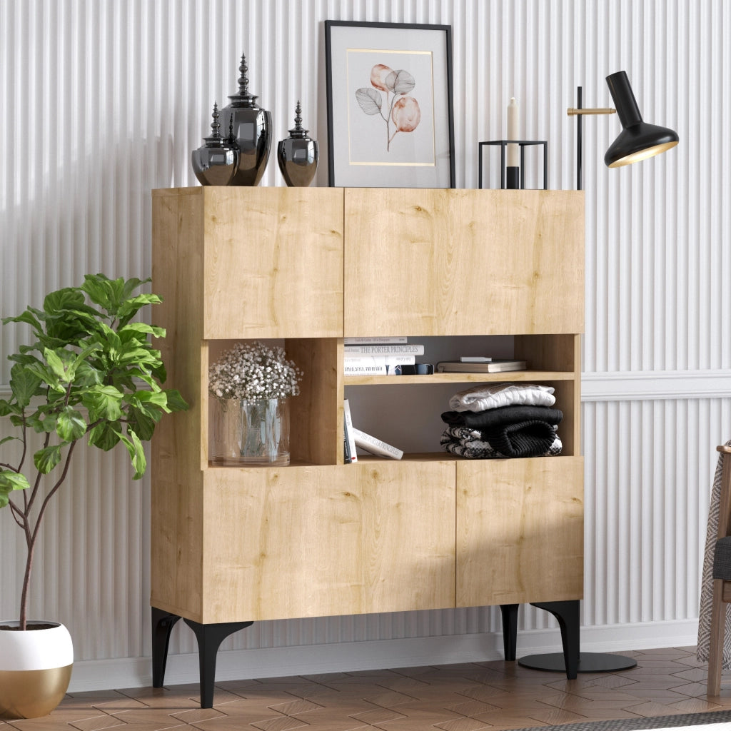 Credenza in legno "Krista" - 100 x 35 x 125 cm - Rovere Zaffiro