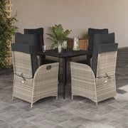 Set Pranzo da Giardino 5pz con Cuscini Grigio Chiaro Polyrattan 3213276