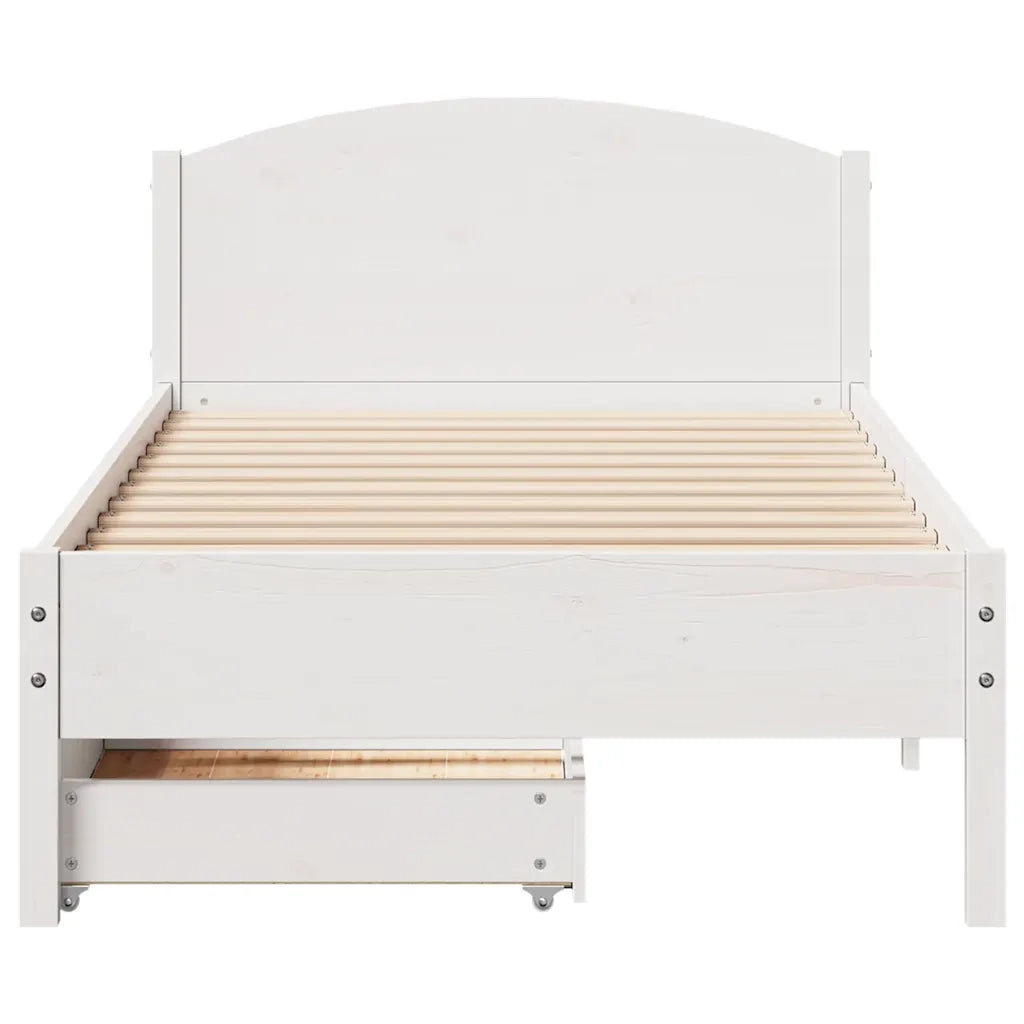 Letto senza Materasso Bianco 75x190 in Legno Massello di Pino 3301852