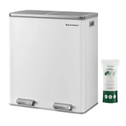 Pattumiera a 2 pedali con doppio scomparto 2 x 30 litri acciaio inox anti-impronta secchio interno in plastica con manico 12_0007159