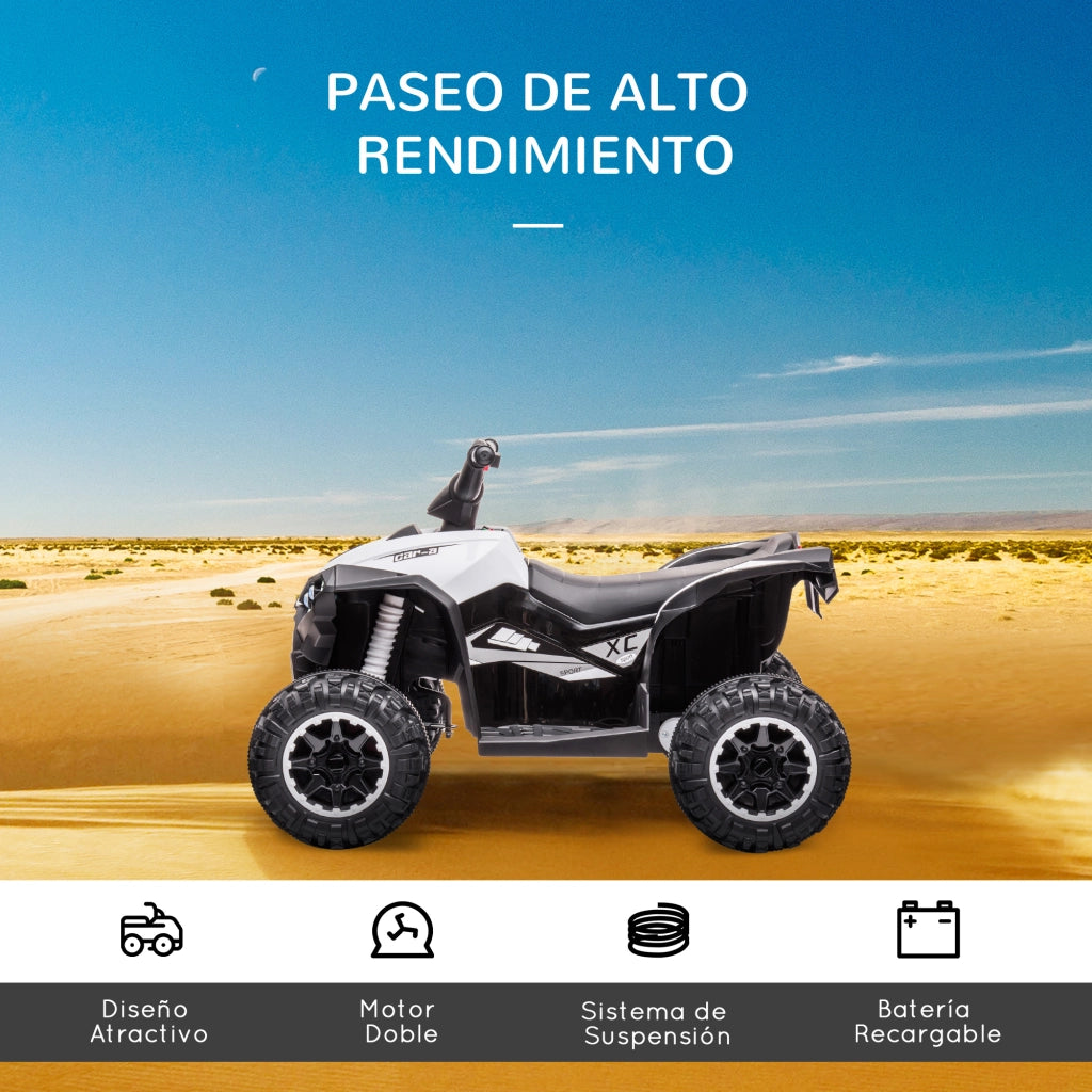 Quad Elettrico Bambini 3-5 Anni ¨C zephmum ¨C Nero e Bianco 83x53x55.5 cm