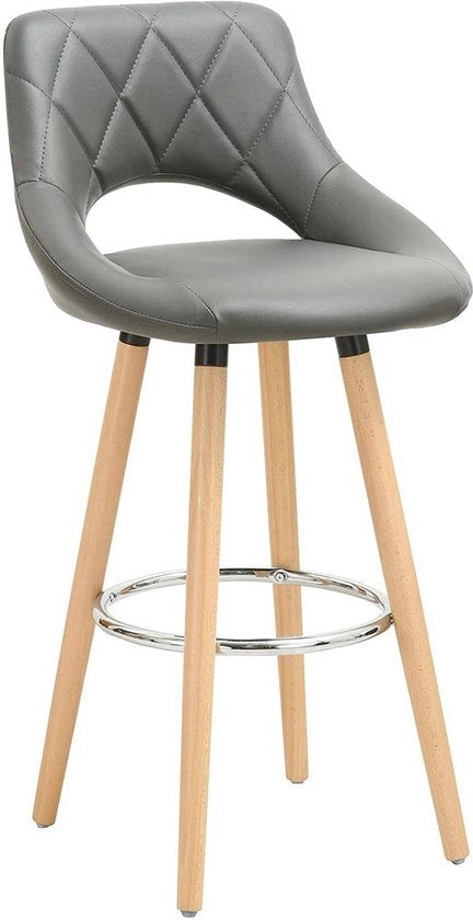 Banco Industriale a 2 Posti con Schienale - Colore Grigio - Set di 1 - Sedia a Schienale - Sedia con Schienale e Schienale Reclinabile - Sedia da Cucina - Sedile in Pelle Finta