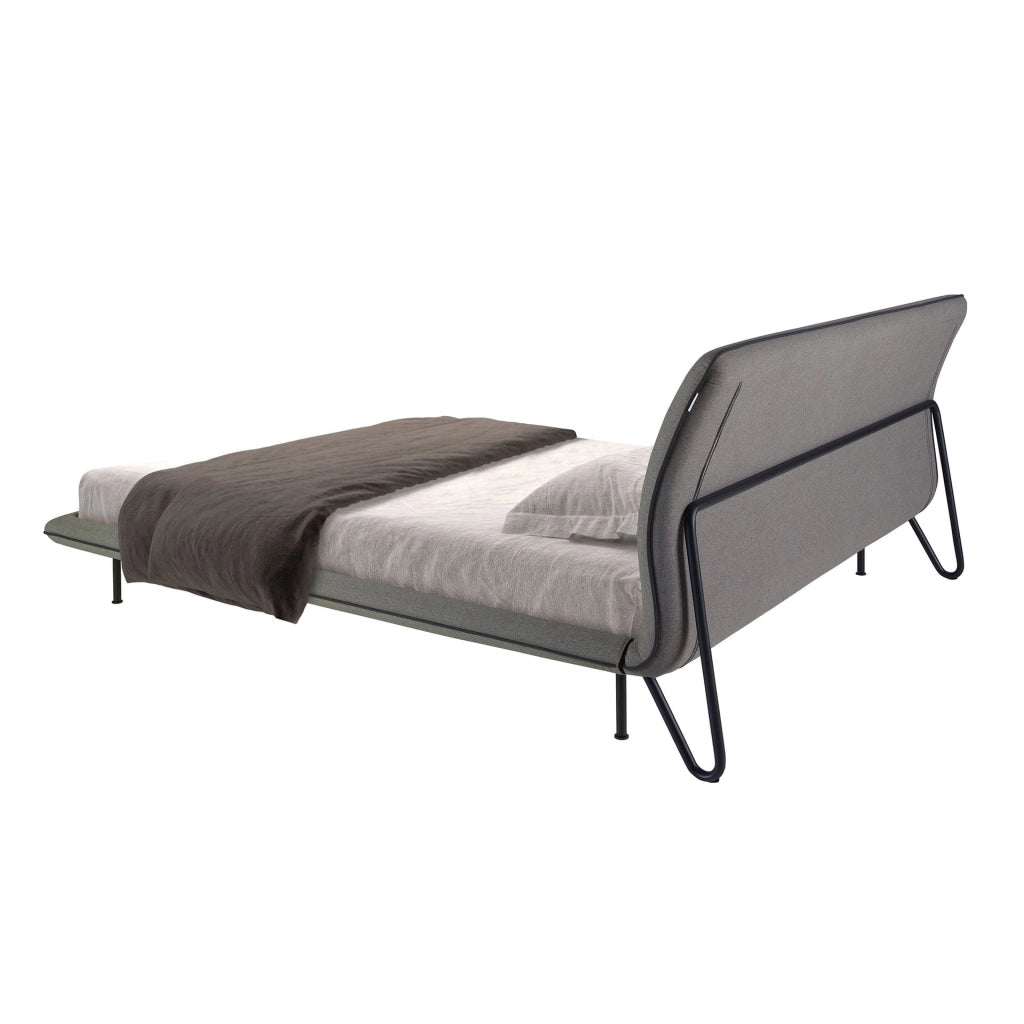 Letto in tessuto grigio scuro