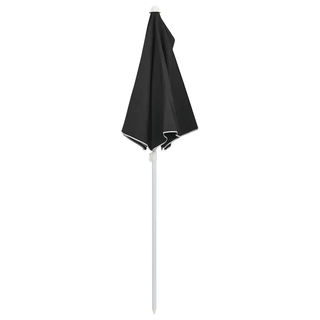 Ombrello | Parasolne Semicircolare da Giardino con Palo 180x90 cm Nero
