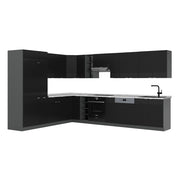 Cucina angolare completa Fame-Line Nero rigato/Antracite 347 x 60 cm, PL Marmo Vicco