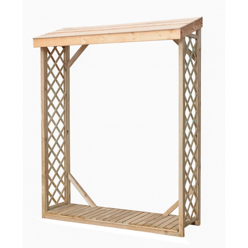 Legnaia da esterno in legno 162x60x205 cm - Abete impregnato - Con griglie decorative