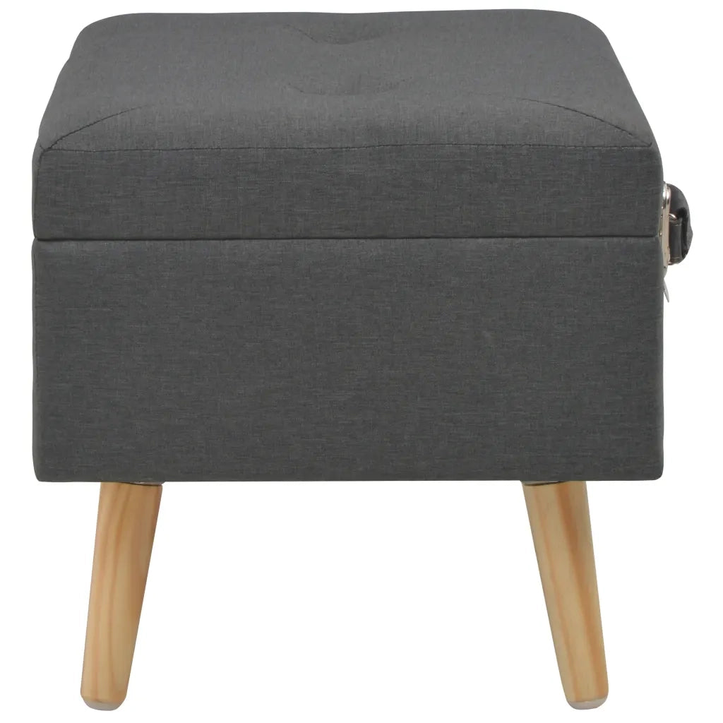 Sgabello con Contenitore 40 cm in Tessuto Grigio Scuro 247520